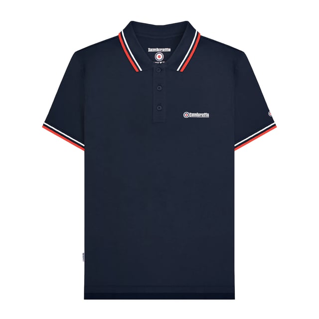 Lambretta Mens SS25 Twin Tip Polo Shirt (Navy/White) 100% Cotton. Fabric: Pique. Design: Tipped Detail. Sleeve-Type: Short-Sleeved. Neckline: Turn Down Collar. Fabric Technology: Breathable. 3 Button Placket, Woven Label. Please Note: Keep Away From Fire. S: 39 in. M: 41 in. L: 42.5 in. XL: 44 in. XXL: 45.5 in. 3XL: 47 in. 4XL: 48.5 in.