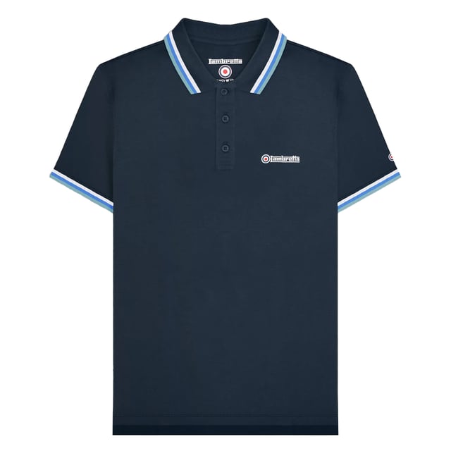 Lambretta Mens SS25 Triple Tipped Big & Tall Polo Shirt (Navy/White/Blue/Smoke Blue) 100% Cotton. Fabric: Pique. Design: Embroidered, Logo, Plain, Target. Sleeve-Type: Short-Sleeved, Tipped. Neckline: Tipped, Turn Down Collar. Fabric Technology: Breathable. 3 Button Placket, Woven Label. Fit: Big & Tall. Please Note: Keep Away From Fire. XXL: 55 in. 3XL: 59 in. 4XL: 63 in. 5XL: 67 in.