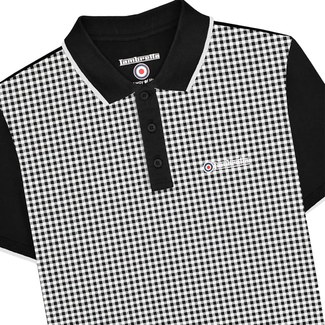 100% Cotton. Fabric: Jersey. Design: All-Over Print, Embroidered Logo, Gingham. Fastening: Button. Sleeve-Type: Short-Sleeved, Tipped. Neckline: Tipped Collar, Turn Down Collar. 3 Button Placket, Branded Tab. Fit: Big & Tall. Please Note: Keep Away From Fire. XXL: 55 in. 3XL: 59 in. 4XL: 63 in. 5XL: 67 in.