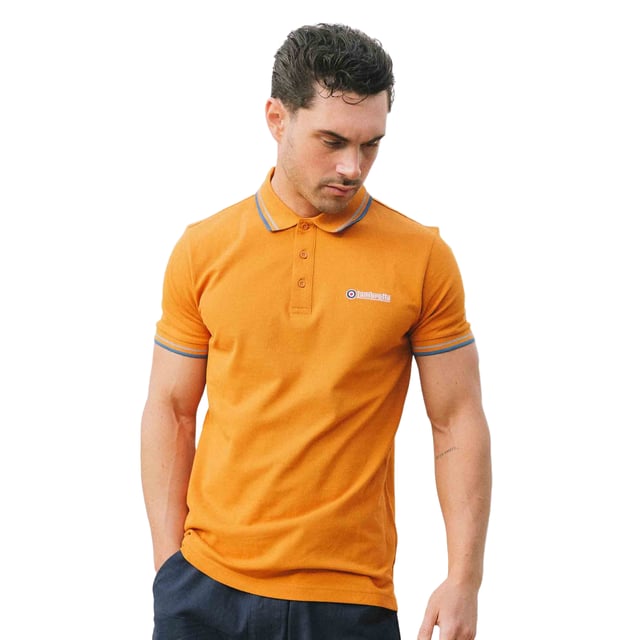 Lambretta Mens SS25 Twin Tip Polo Shirt (Orange/Sky) 100% Cotton. Fabric: Pique. Design: Tipped Detail. Sleeve-Type: Short-Sleeved. Neckline: Turn Down Collar. Fabric Technology: Breathable. 3 Button Placket, Woven Label. Please Note: Keep Away From Fire. S: 39 in. M: 41 in. L: 42.5 in. XL: 44 in. XXL: 45.5 in. 3XL: 47 in. 4XL: 48.5 in.
