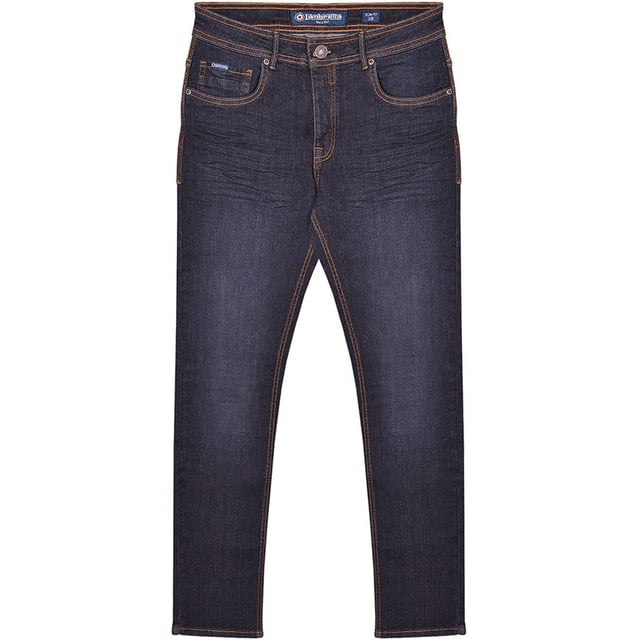 70% Cotton, 30% Polyester. Fabric: Denim Look. Design: Plain. Pockets: 2 Side Pockets, 2 Back Pockets, 1 Coin Pocket. Fastening: Button, Zip Fly. Belt Loops, Leather Detailing. Fit: Slim.