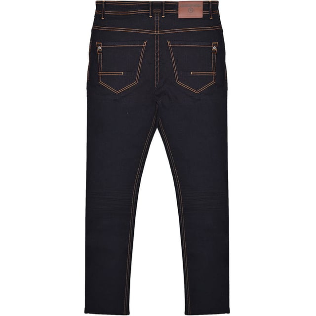 70% Cotton, 30% Polyester. Fabric: Denim Look. Design: Plain. Pockets: 2 Side Pockets, 2 Back Pockets, 1 Coin Pocket. Fastening: Button, Zip Fly. Belt Loops, Leather Detailing. Fit: Slim.
