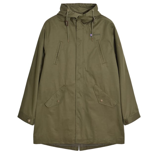 60% Katoen, 32% Polyester, 8% Nylon. Ontwerp: Badge, Geborduurd logo, Militaire knoop, Effen, Doelwit. Stoftechnologie: Douchebestendig. Rugsplit, Gevlochten koord, Merkknopen, Merkritssluiting, Metalen oogjes. Manchet: Geknoopt. Halslijn: Kapitein. Mouwtype: Met lange mouwen. Eigenschappen capuchon: Koord, Opgenaaid. Pasvorm: Overgedimensioneerd. Zakken: 4 voorzakken, intern, drukknoopsluiting, klepsluiting. Bevestiging: kliksluiting. Zoom: Koord, vissenstaart. S: 45,5 in. M: 48 in. L: 50 in. XL: 52,5 in. XXL: 55 in. 3XL: 57 in. 4XL: 60 in.
