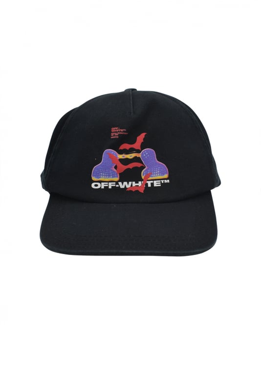 Gorra negra de Off-White. Borde curvo.Logotipo gráfico impreso en la parte delantera.Hecho de algodón.Cierre de espalda ajustable.Made in Italy.