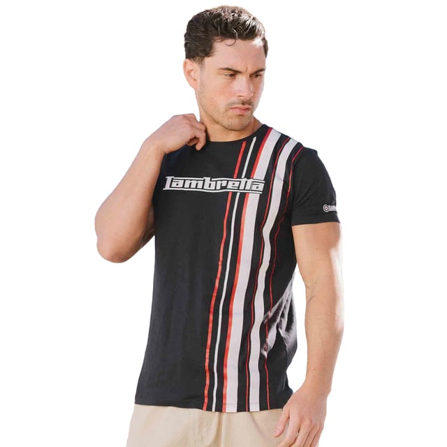 100% Cotton. Design: Logo, Stripe Detail. Neckline: Crew Neck. Sleeve-Type: Short-Sleeved. Woven Label. Please Note: Keep Away From Fire. S: 38 in. M: 40 in. L: 42 in. XL: 44 in. XXL: 46 in. 3XL: 48 in. 4XL: 50 in.