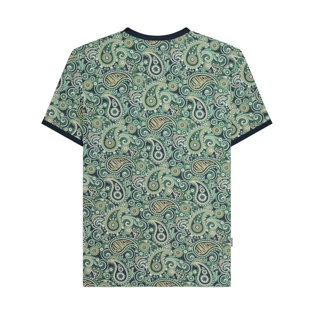 100% Baumwolle. Design: Paisley-Muster. Gewebtes Etikett. Passform: Regulär. Hinweis: Von Feuer fernhalten. Rundhalsausschnitt. Kurzärmlig. S: 96,52 cm. M: 102 cm. L: 107 cm. XL: 112 cm. XXL: 116,84 cm. 3XL: 121,92 cm. 4XL: 127 cm.