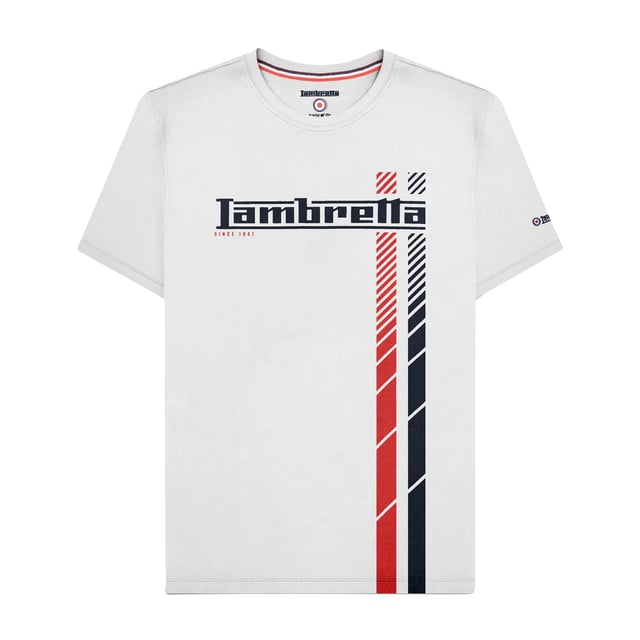 100% Cotton. Design: Logo, Stripe Detail. Neckline: Crew Neck. Sleeve-Type: Short-Sleeved. Woven Label. Please Note: Keep Away From Fire. S: 38 in. M: 40 in. L: 42 in. XL: 44 in. XXL: 46 in. 3XL: 48 in. 4XL: 50 in.