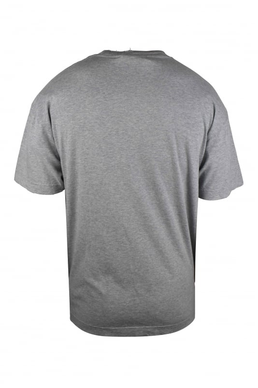 Camiseta de algodón gris con efecto Palm Angels vintage.Logotipo negro agrietado estampado en la parte delantera.Manga corta.Cuello redondo.Made in Italy.