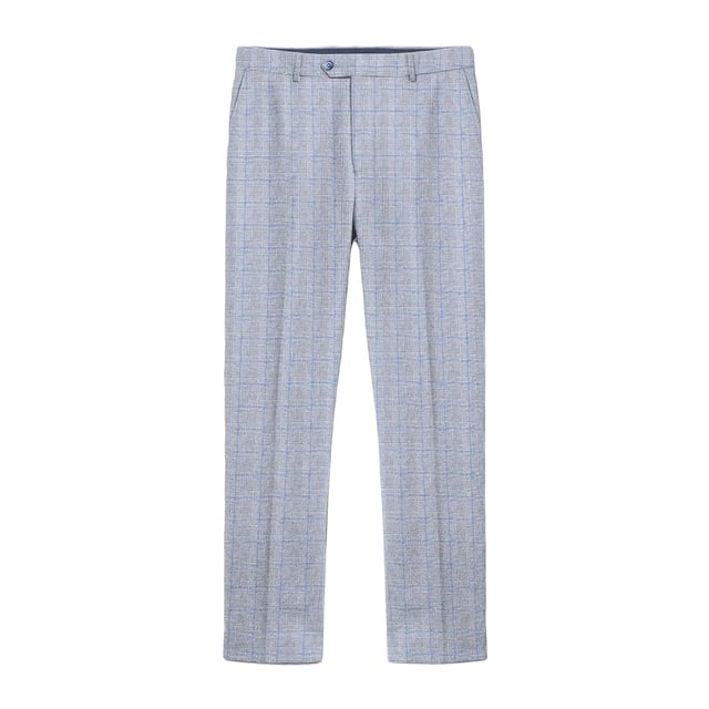 80% Polyester, 20% Rayon. Design: Prince Of Wales Check. Fastening: Button, Hook. Belt Loops. Pockets: 2 Side Pockets, 2 Back Pockets, Buttoned. Fit: Slim Tailored. Please Note: Keep Away From Fire.