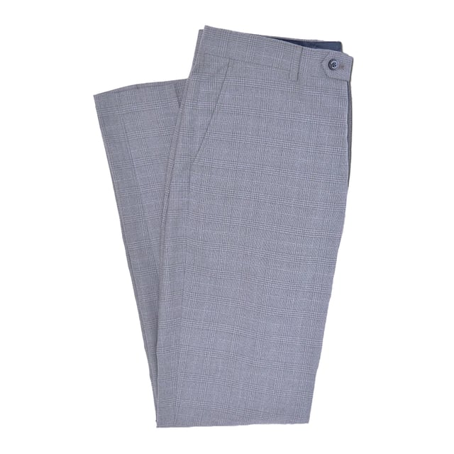 65% Polyester, 35% Viscose. Design: Checked. Fastening: Button, Zip Fly. Belt Loops. Length: Regular. Pockets: 2 Side Pockets, 2 Back Pockets, Buttoned. Fit: Slim Tailored.