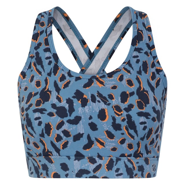 The Dare 2b Swift II Bra. The sports bra is packed with features to help you stay fresh-it's quick drying, moves moisture to the surface and repels odour-causing bacteria. There's a secure cross-over strap design and comfy removable cups. It's perfect for medium-impact sports. Material: 82% Polyester, 18% Elastane. Ref: DWU407HAN.