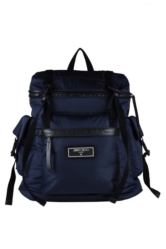 Wixon Jimmy Choo Rucksack aus marineblauem Nylon.Etikett mit Logo auf der Vorderseite.Großes Hauptfach mit Reißverschluss.Tasche auf der Vorderseite mit Reißverschluss.Zwei Taschen an den Seiten.Taschenboden aus marineblauem Kalbsleder.Verstellbare schwarze Riemen.Einsätze aus türkis- und marineblauem Leder.Maße: Tiefe 12 cm x Höhe 28 cm x Breite 35 cm.Made in Italy.