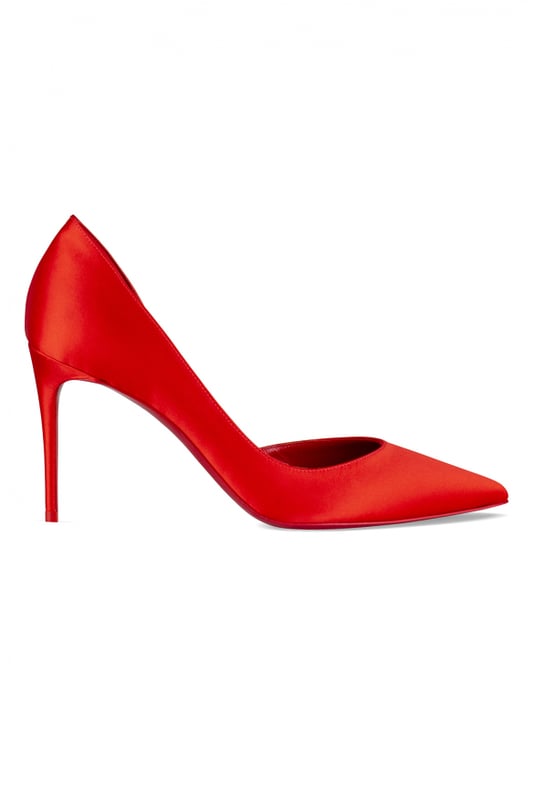 Zapatos de tacón Christian Louboutin Iriza 85.Satén rojo.Punta afilada.Tacón de aguja de 8,5 cm.Suela roja.Made in Italy.