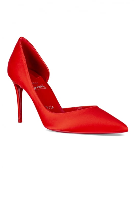 Zapatos de tacón Christian Louboutin Iriza 85.Satén rojo.Punta afilada.Tacón de aguja de 8,5 cm.Suela roja.Made in Italy.