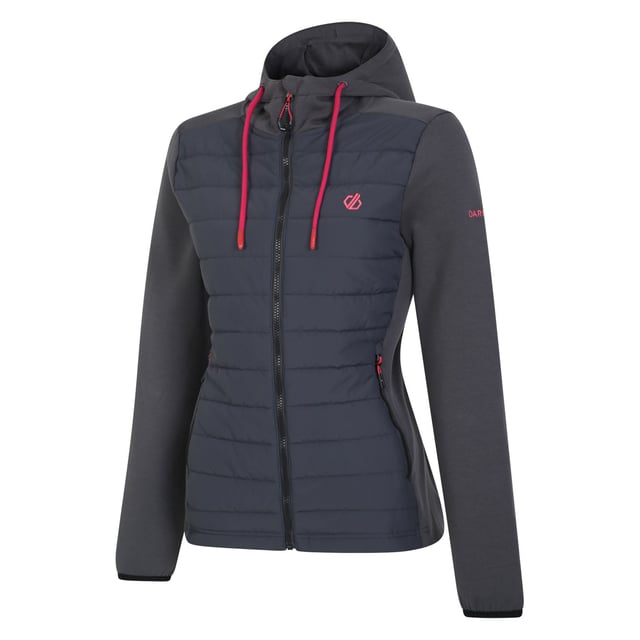 The Dare 2b Notion Hybrid. You'll stay comfy and warm with the cotton fabric and recycled insulation. The hiking jacket comes with ripstop fabric to the front, creating lasting wear. The bulk-free sleeves keep you moving with ease. Finished with an adjustable hood. Material: 100% Polyester. Ref: DWN449R39.