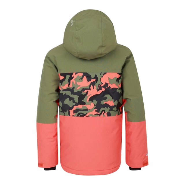 Dare 2b Juniors Traverse II Ski Jacket in Colourblock The Dare 2b Traverse II Jacket is expertly crafted for adventures on the slopes. Constructed from recycled waterproof and breathable stretch fabric, this ski jacket is designed to withstand the elements. Its water-repellent finish and taped seams ensure complete waterproof protection, while the recycled high-warmth padding keeps them cosy in chilly conditions. This jacket is designed for the slopes and comes with a ski pass pocket and fixed snow skirt. With one zipped chest pocket and two lower zip pockets, there's plenty of space to store essentials. Inner stretch cuffs add warmth and the recycled polyester lining with scrim back panel offers extra insulation. Material: 100% Polyester (Recycled). Ref: DKP43117R.