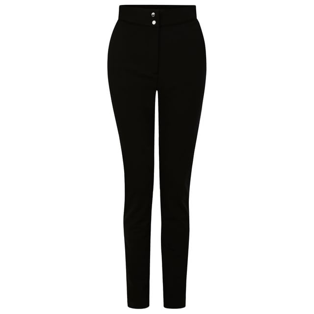 The Dare 2b Sleek III Pant. These stretchy softshell trousers provide great movement on the slopes. You'll have total wind and water protection, plus breathability to keep you fresh. The ladies ski trousers are finished with a stylish tapered leg fit. Material: 100% Polyester. Ref: DWL562800.
