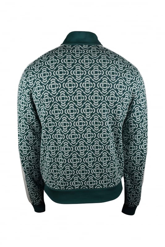 Chaqueta Casablanca verde y blanco Deconstructed Monogram.Confeccionado en algodón y poliéster reciclado.Monograma Casablanca emblemático en toda la prenda.Logotipo rojo bordado en el pecho.Franja blanca en las mangas.Cierre de cremallera.Bolsillos laterales.Bordes de canalé verde.Corte entallado.