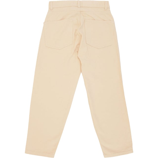 100% organic cotton. Raeyâ€™s black jeans have a relaxed fit that sits low on the waist, evoking the labelâ€™s laid-back vision. Theyâ€™re made from rigid organic-cotton denim with cropped carrot-fit legs. Raey fuses sharp silhouettes with luxury fabrics to create clean, minimal and effortless pieces for contemporary women as featured in Marie Claire, Elle and Stella.