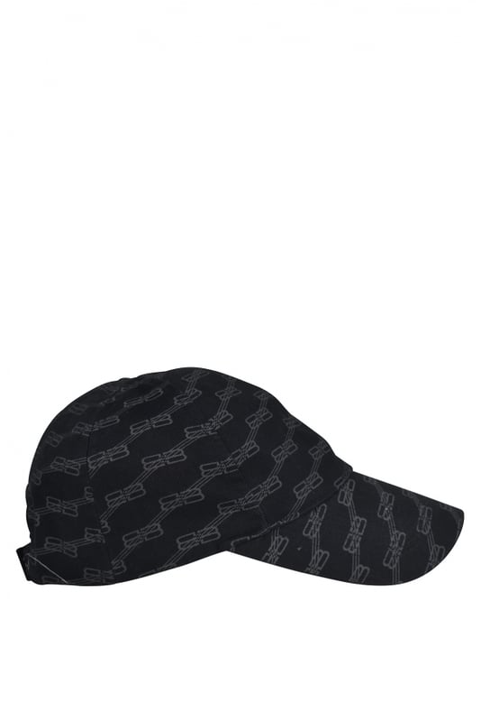 Gorra negra de algodón Balenciaga.Logotipo monograma «BB» gris estampado en toda la gorra.Cierre de velcro en la parte trasera.Gorra ajustable.Made in Italy.