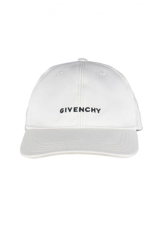 Gorra Givenchy de lona.Color blanco.Logotipo escrito bordado en la parte delantera.Pico curvo.Logotipo bordado en la espalda.Lengüeta con hebilla metálica grabada de Givenchy en la parte trasera.100% algodón.Made in Italy.