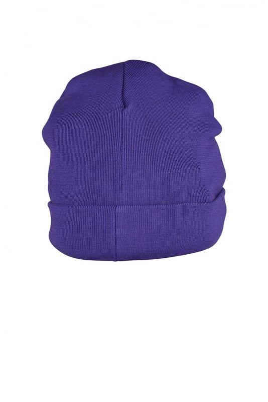 Gorro de lana y acrílico morado Palm Angels.Diseño de malla.Logotipo blanco impreso en el centro.Dobladillo enrollado.Made in Italy.