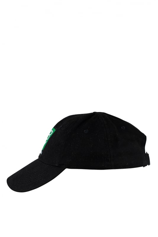 Gorra Balenciaga negra de algodón.Logotipo bordado en verde.Ojales bordados en la parte superior.Cierre de velcro.Made in Italy.