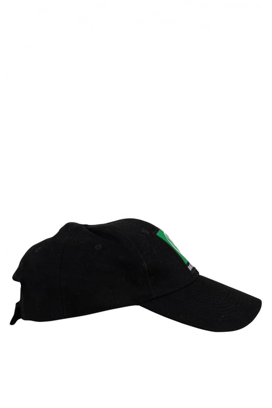 Gorra Balenciaga negra de algodón.Logotipo bordado en verde.Ojales bordados en la parte superior.Cierre de velcro.Made in Italy.