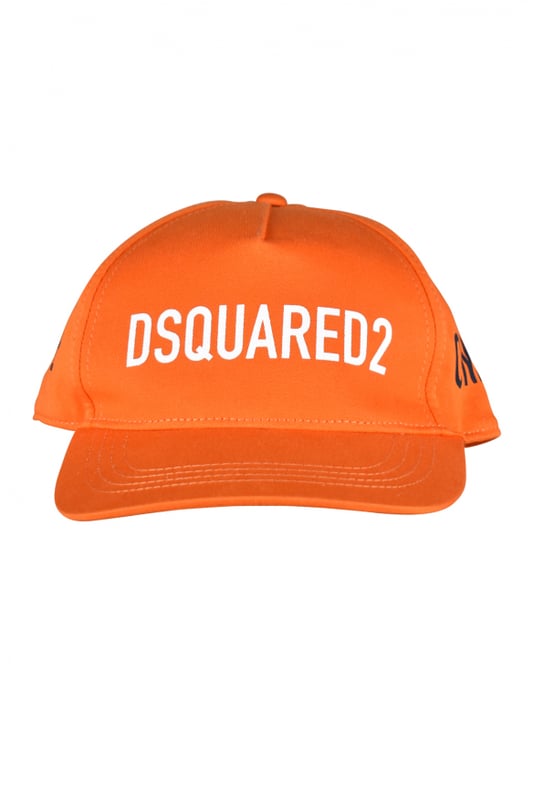 Gorra de algodón naranja Dsquared2.Logotipo blanco impreso en el centro.Inscripción negra en el lateral.Inscripción bordada en negro en la espalda.Gorra ajustable.Made in Italy.