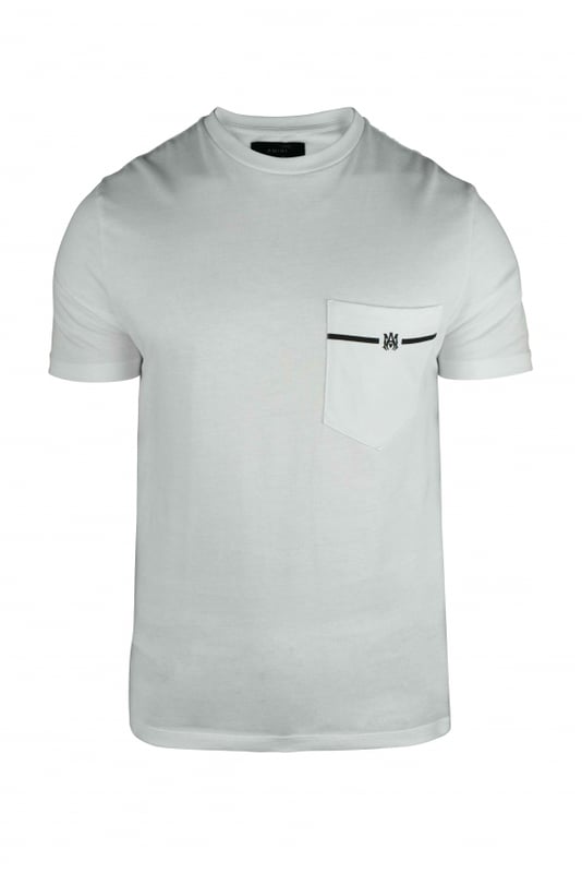 Camiseta Amiri de algodón blanco.Bolsillo en el pecho.Logotipo negro impreso en el bolsillo del pecho.Logotipo negro en la nuca.Cuello redondo.Mangas cortas.Made in Italy.