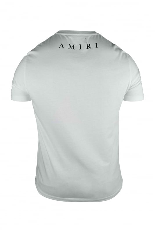 Camiseta Amiri de algodón blanco.Bolsillo en el pecho.Logotipo negro impreso en el bolsillo del pecho.Logotipo negro en la nuca.Cuello redondo.Mangas cortas.Made in Italy.