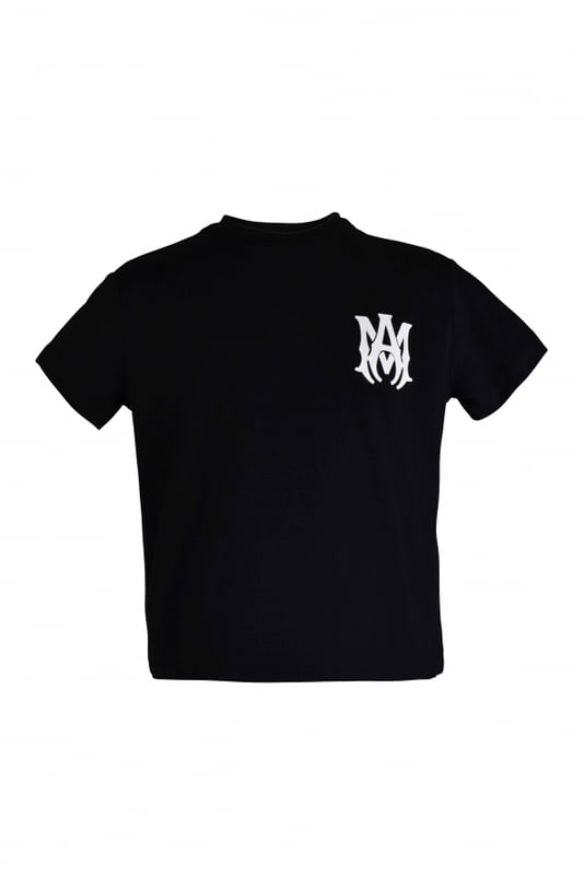 Camiseta Amiri de algodón negro.Logotipo MA blanco impreso en el pecho.Logotipo Amiri blanco impreso en la espalda.Manga corta.Made in Italy.
