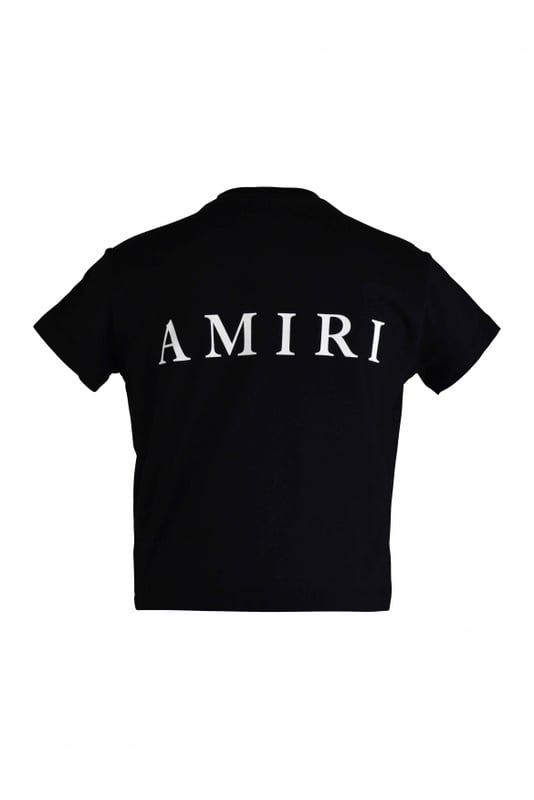 Camiseta Amiri de algodón negro.Logotipo MA blanco impreso en el pecho.Logotipo Amiri blanco impreso en la espalda.Manga corta.Made in Italy.