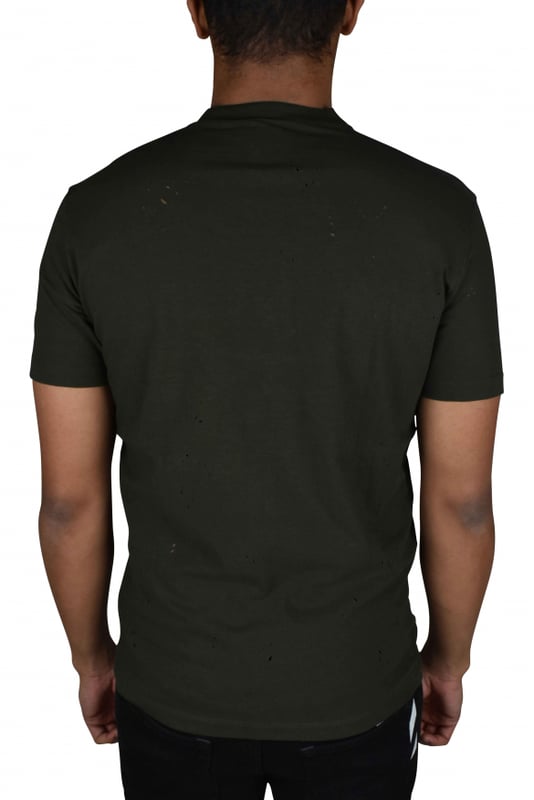 Camiseta de algodón verde caqui de Dsquared2.Inscripción del logotipo en marrón en el centro.Manga corta.Corte recto.Made in Italy.