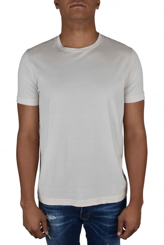 Camiseta Loro Piana de algodón y seda gris claro. Cuello redondo.Mangas cortas. Made in Italy.