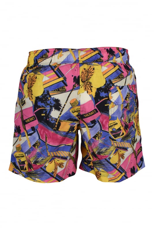 Bañador corto de nylon Palm Angels.Estampados en rosa, amarillo y morado.Bolsillos con aberturas laterales.Bolsillo trasero.Cintura elástica.Cordón de ajuste blanco.Composición: 100% poliésterMade in Italy.