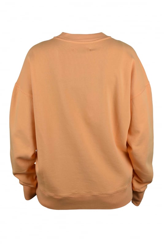 Autry sweatshirt van oranje katoen.Ronde halslijn.Mesh-ontwerp.Gebroken wit Autry-logo gedrukt op de borst.Lange mouwen.Geribbelde randen.100% katoen.