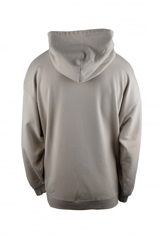Sudadera con capucha de algodón beige de Balenciaga.  Logotipo BB negro bordado en el centro y a lo largo de las mangas.Bordes acanalados.Mangas largas. Bolsillo canguro.Corte oversize.