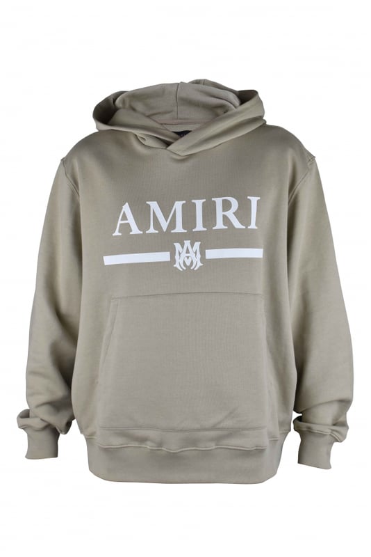 Sudadera con capucha Amiri de algodón beige.Logotipo blanco impreso en el centro.Bolsillo canguro.Bordes acanalados.Made in Italy.