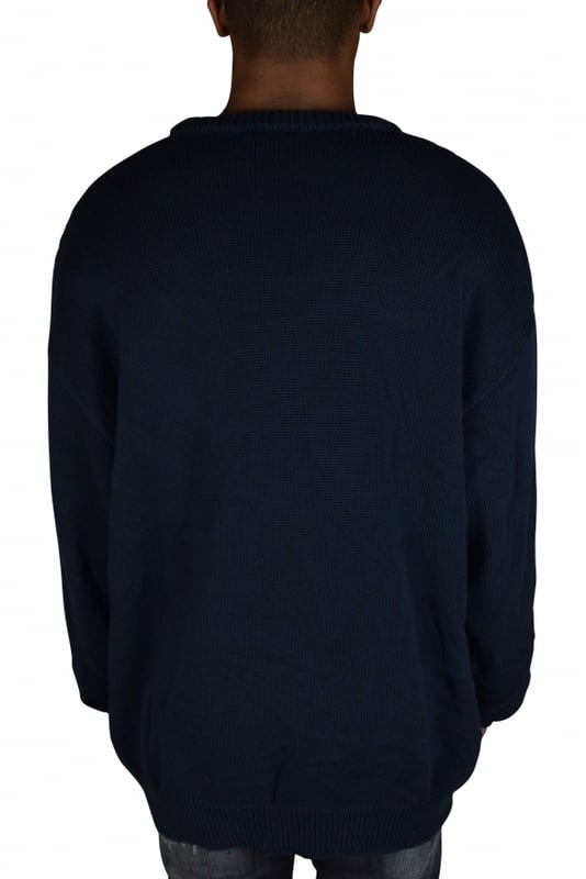 Jersey de Balenciaga.Azul marino y blanco.Logotipo de Balenciaga  Paris Rue de Sèvres  impreso en la parte delantera.Cuello redondo acanalado.Mangas largas.Puños y mangas de canalé.  Construcción de punto.
