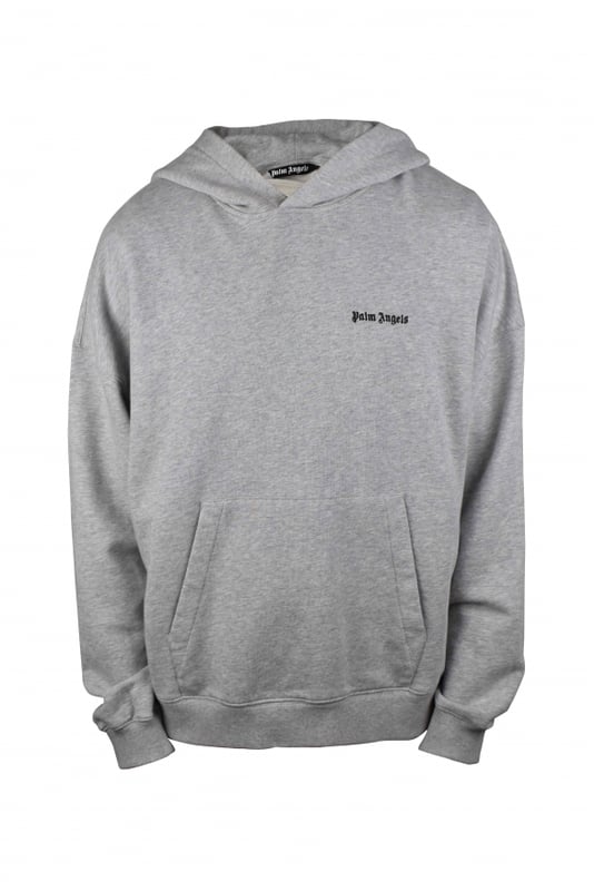 Sudadera con capucha gris de Palm Angels.Logotipo bordado en la parte delantera y trasera en negro.Bolsillo canguro.Bordes de canalé.100% algodón.Made in Italy.