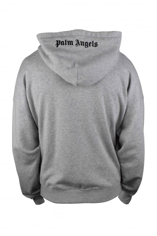 Sudadera con capucha gris de Palm Angels.Logotipo bordado en la parte delantera y trasera en negro.Bolsillo canguro.Bordes de canalé.100% algodón.Made in Italy.