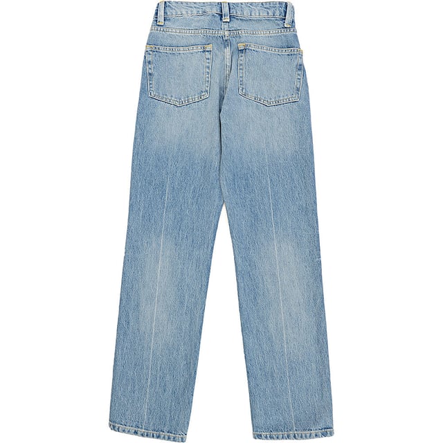 100% GOTS-certified organic cotton. Raey uses biodegradable enzymes when dyeing and washing the denim of these light blue Push jeans, ensuring a more environmentally friendly impact during production. They're made from GOTS-certified organic cotton and shaped to a high-rise fit with clean-cut straight legs finished with crisp pressed creases. Raey fuses sharp silhouettes with luxury fabrics to create clean, minimal and effortless pieces for contemporary women as featured in Marie Claire, Elle and Stella.