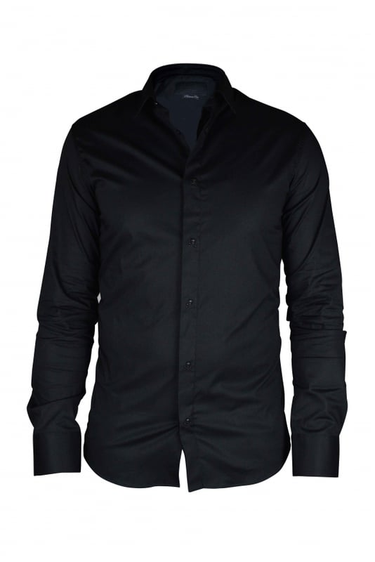 Camisa negra LS Skull Philipp Plein.Botones negros en forma de calavera.96% algodón y 4% elastano.Made in Italy.