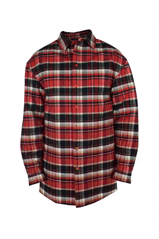 Camisa cuadros Balenciaga roja y negra.Detalles en el cuello de la camisa.Botones en la parte inferior de las mangas.Cierre con botones.Bolsillos laterales.