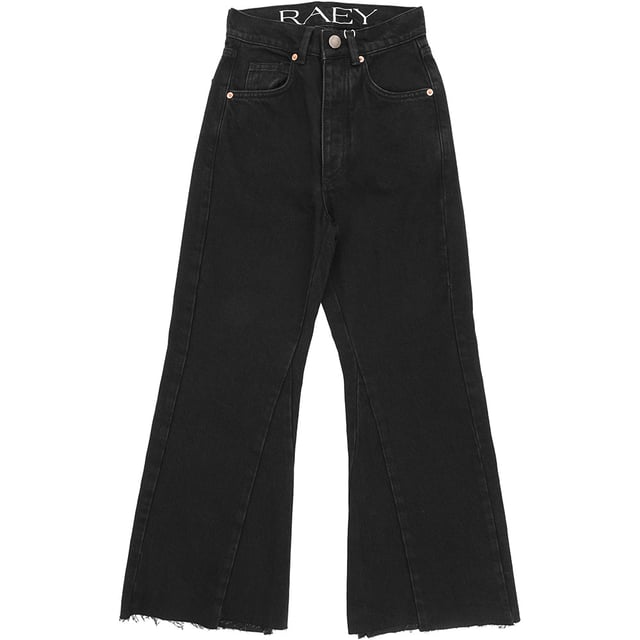 87% organic cotton, 13% recycled cotton. Raey's more eco-conscious practices manifest in the construction of these faded blue Insert flare wide-leg jeans, crafted from organic denim with elements of recycled cotton.