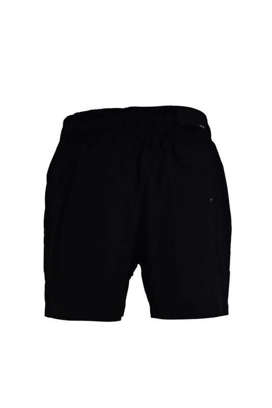 Shorts de baño Amiri negros de poliéster y elastano.Logotipo «Amiri» blanca estampado en el bajo.Cintura elástica con cordones.Bolsillos laterales.Un bolsillo trasero con cierre de velcro.Parche con logotipo negro en la espalda.