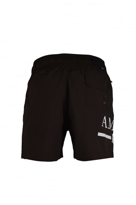 Bañador Amiri marrón de poliéster y elastano.Logotipo blanco de Amiri y MA impreso en el lateral de una pernera.Cintura elástica con cordón.Bolsillos laterales.Un bolsillo trasero con cierre de velcro.Parche negro con el logotipo en la espalda.