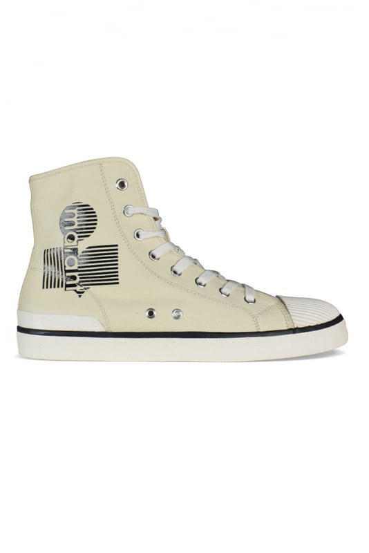 Zapatillas altas Isabel Marant en algodón blanco.Modelo Benkeenh.Logotipo de la firma impreso en el lateral.Cierre frontal con cordones.Dedo del pie de almendra.Suela de goma blanca.