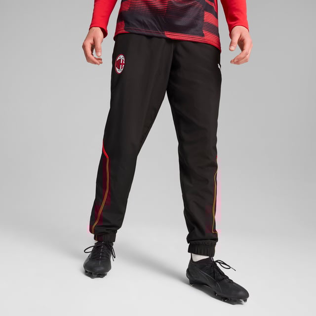 PRODUCT STORY: Show your Rossoneri pride with these official AC Milan pre-match woven pants. Constructed for comfort, these slim-fitting pants move with you while dryCELL tech wicks sweat and keeps you comfortable. Zipped pockets keep essentials secure as you focus on the match ahead. Forza Milan! FEATURES & BENEFITS: dryCELL: Performance technology designed to wick moisture from the body and keepyou free of sweat during exercise; Made with at least 50% recycled materials. DETAILS: Slim fit; 80 gsm, Plain weave; Medium rise; Zipped pockets; Official team branding.  Our model is 185 cm tall and is wearing size M UK.
